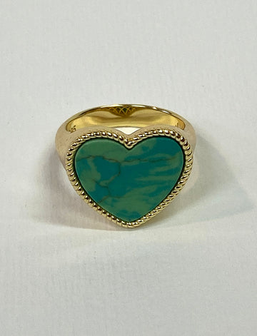 Valencia Heart Ring In Green Agate